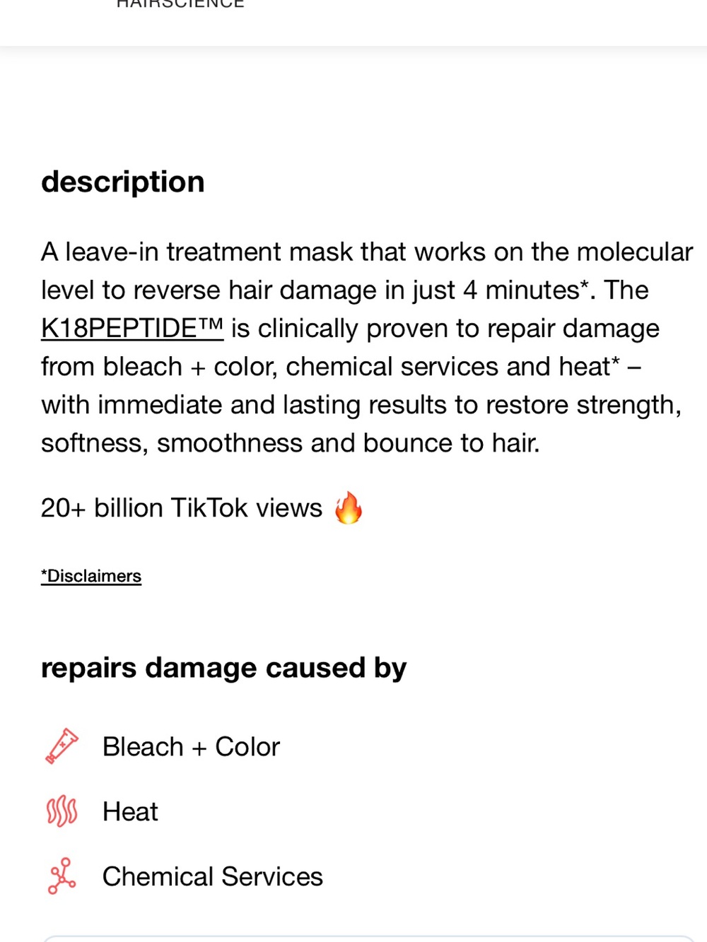 leave-in molecular repair hair mask - Picture 3 of 3